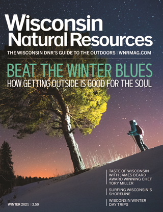Cover of the Winter 2021 issue of the Wisconsin Natural Resources magazine.