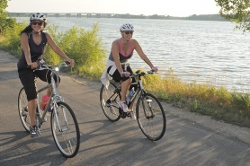 Bikers on trail along the Fox River
