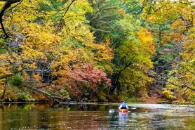 Kayaking on the Lake in Fall