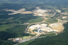 Aerial view of an industrial sand mine in Wisconsin.