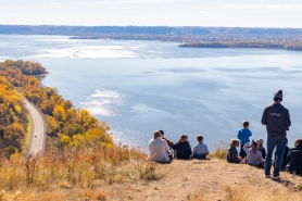 People view fall colors at Maiden Rock Bluff State Natural Area. Photo by: Arun Christopher Manoharan