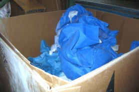Plastic wrap recycling container