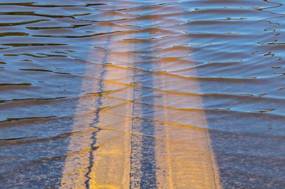 Water over a road