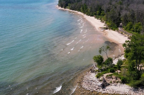 Aerial view of Harrington Beach State Park