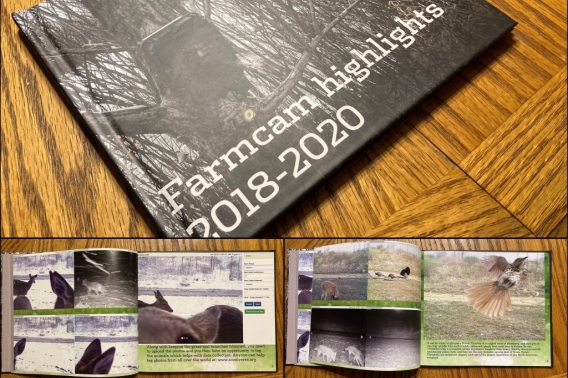 An image of the book, Farmcam highlights 2018-2020. The image shows two images with the book open with Snapshot Wisconsin photos.