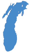 Lake Michigan outline in blue