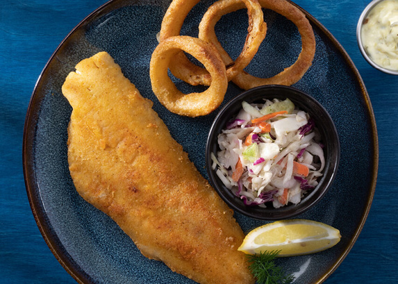 Fried fish on a plate.