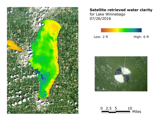 Link to satellite water clarity map for Lake Winnebago (PDF)
