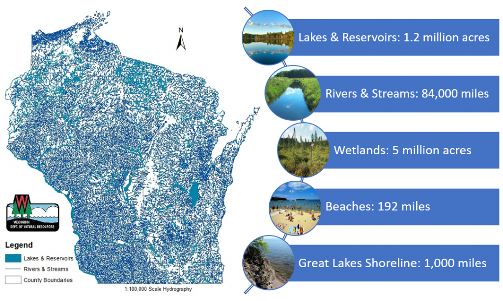 spatial scale of Wisconsin waterbodies