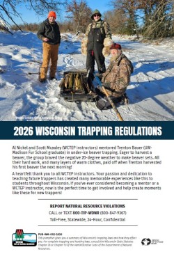 Cover of the 2026-2027 Wisconsin Trapping Regulations