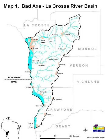 Bad Axe - La Crosse River basin map