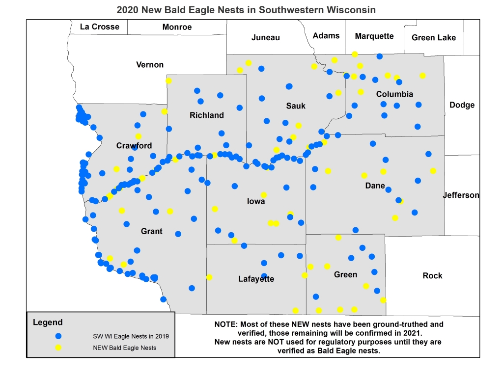 2020 New Bald Eagle Nests SW Wisconsin