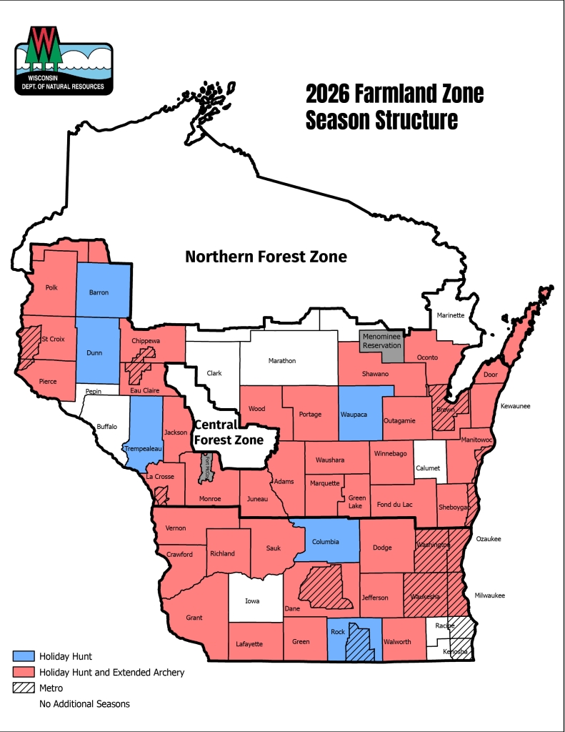 Map of the Participating Counties For The Holiday Hunt and Extended Archery Seasons