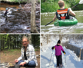 Photo collage of outdoor activities.