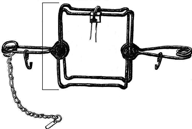 Diagram of a body-grip trap, showing how to measure the vertical height of a trap