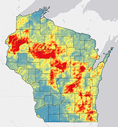 Density of current or existing waterfowl habitat resources map