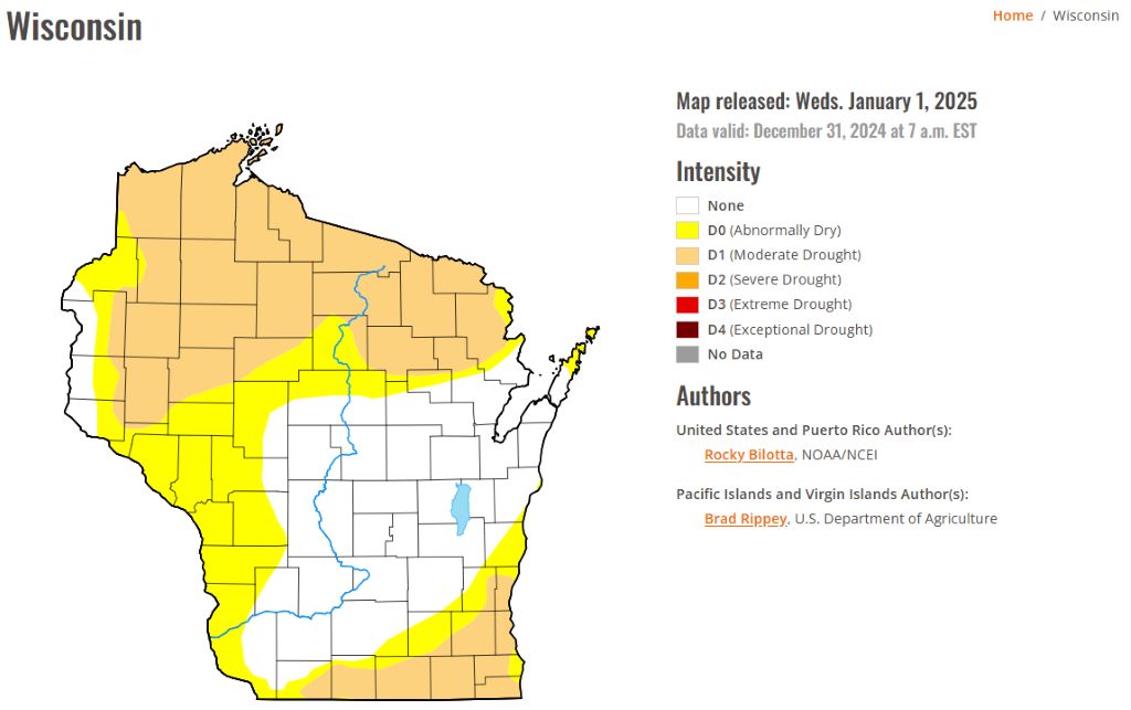 Current Drought Conditions in Wisconsin Map