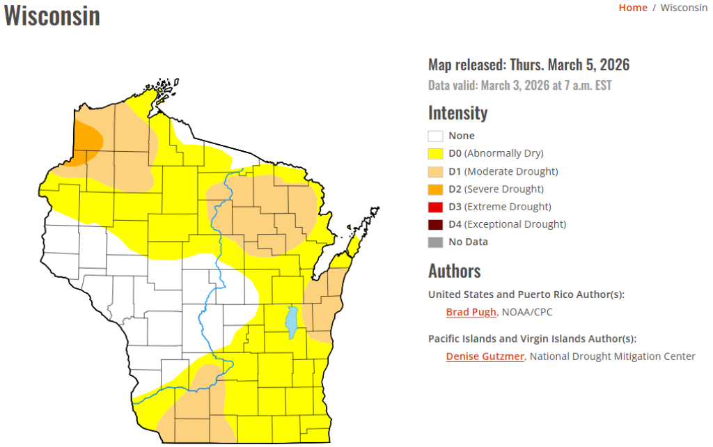Current Drought Conditions in Wisconsin Map