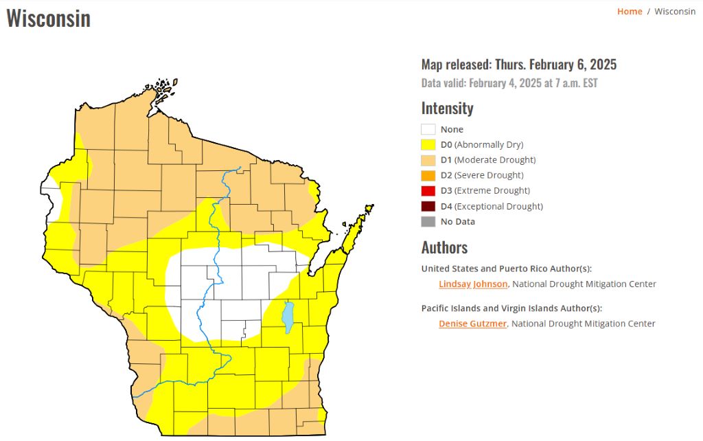 Current Drought Conditions in Wisconsin Map