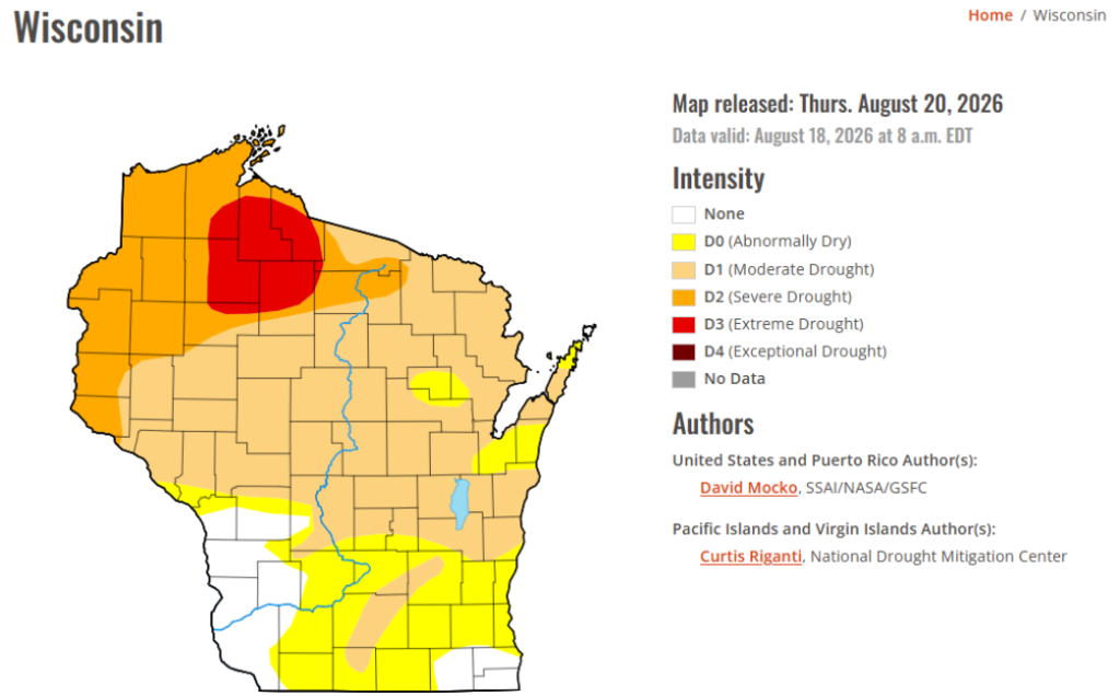Current Drought Conditions in Wisconsin Map