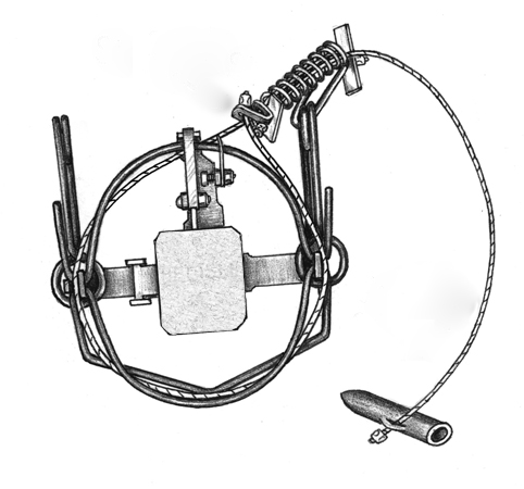 Diagram of a foot-activated cable restraint.