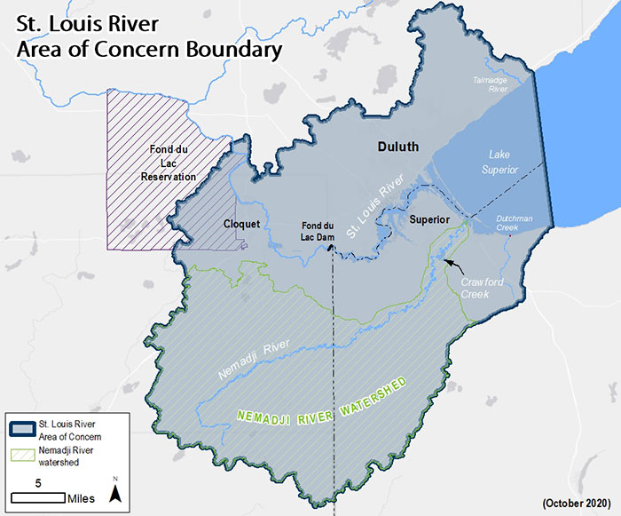 Map showing the St. Louis River AOC boundary