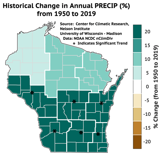 Historical Change in Annual Precipitation