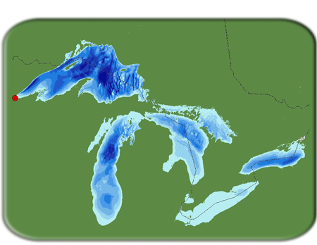 Map showing the location of the St. Louis River Area of Concern in the Great Lakes region.