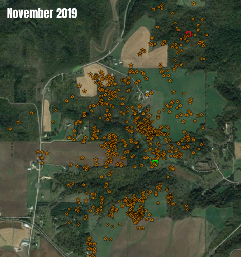 Map of a buck's movements in November 2019