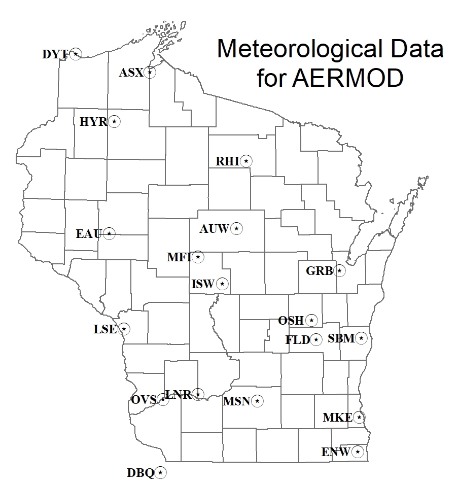 Map of meteorological monitoring locations
