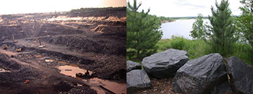 The Jackson County Iron Mine, before and after reclamation.