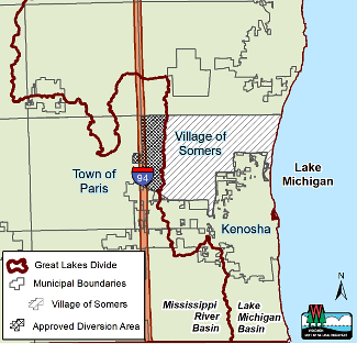 Map of the approved Village of Somers diversion area