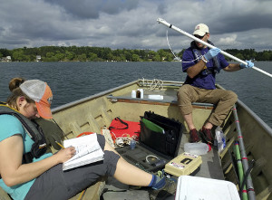 DNR staff collecting water quality on Pleasant Lake © DNR